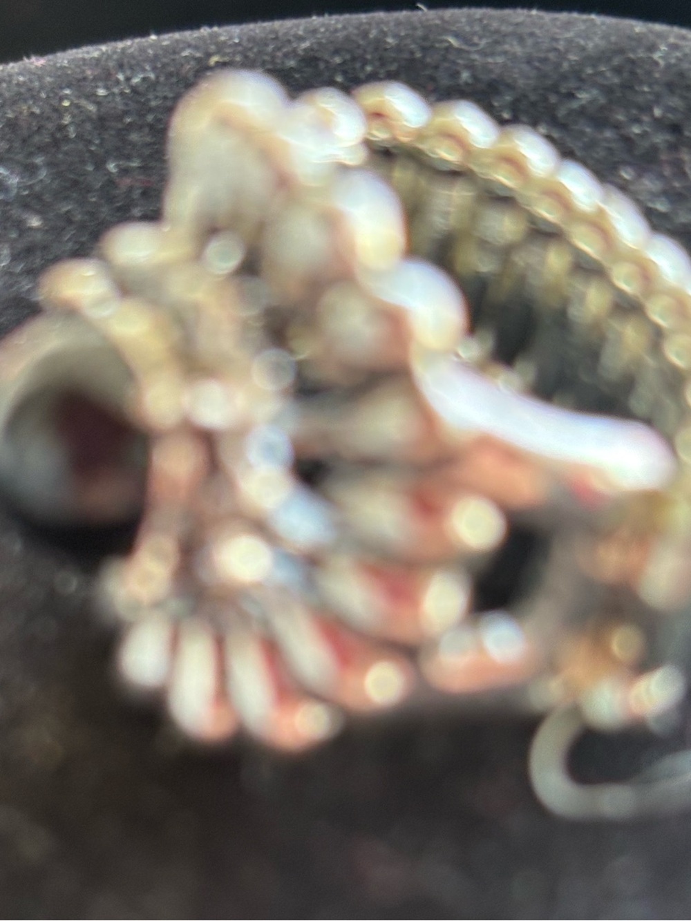 Silver Floral Halo Ring with Black Center Stone - Picture 2 of 2